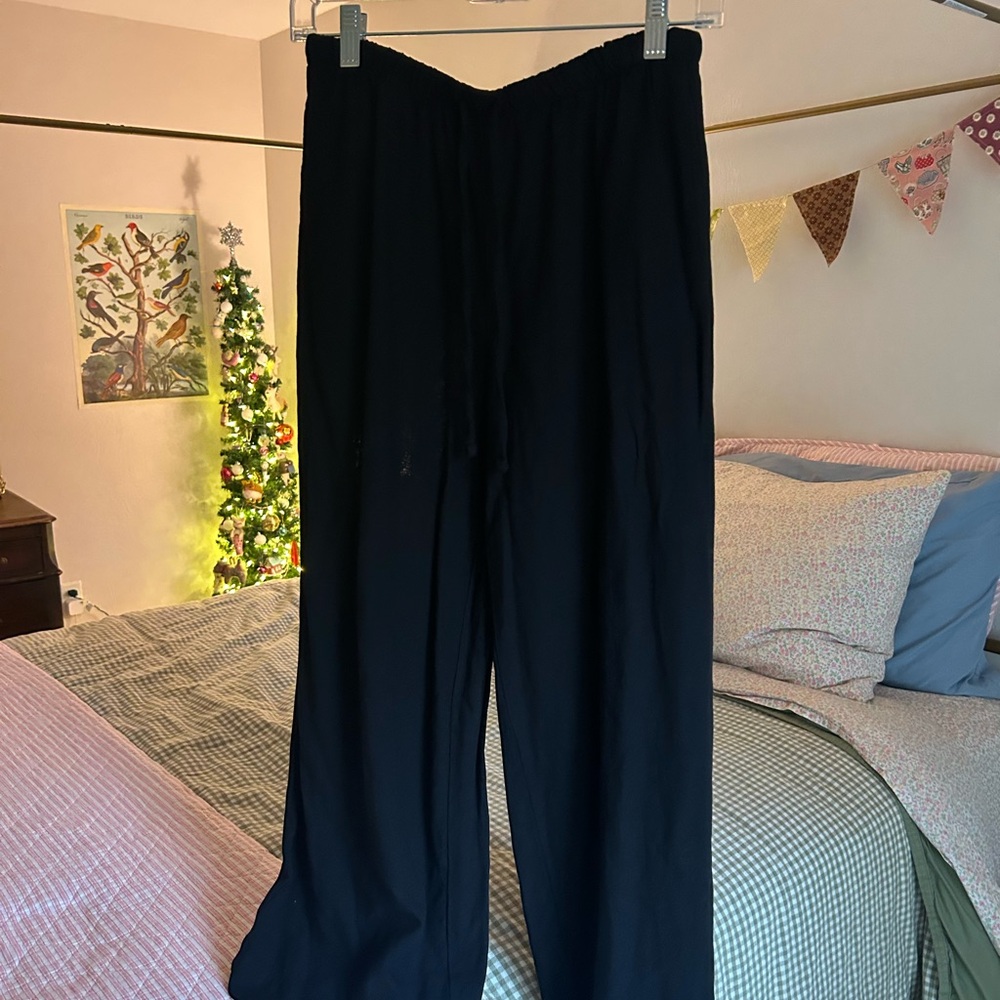 Dip Black Elastic Waist Linen Pants